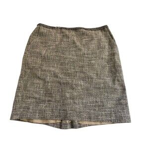 Ann Taylor Tweed Skirt Gray Fine Italian Fabric Pockets Women Size 10